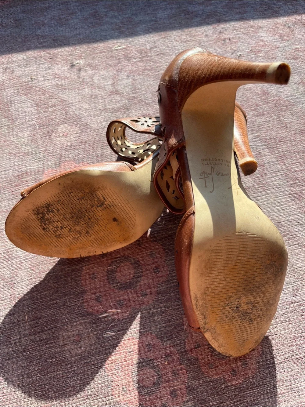 Franco Sarto Women's Brown Cutout Ankle Strap Sandals